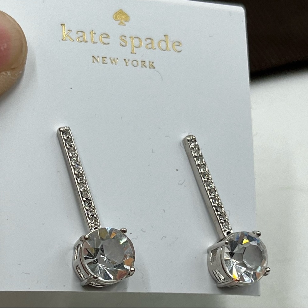 Kate Spade New York Faceted
Clink of Ice Linear Silver Plated‎ Drop Earrings New - Picture 3 of 12